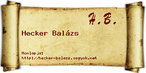 Hecker Balázs névjegykártya
