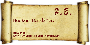 Hecker Balázs névjegykártya